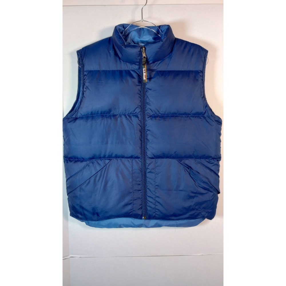 LL Bean Women's Reversible Full Zip Blue Goose Down Puffer Vest Sz Medium